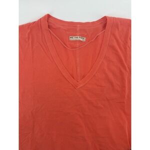 We The‎ Free People V-Neck T-Shirt Top Oversized Relaxed Fit Coral M/M Medium